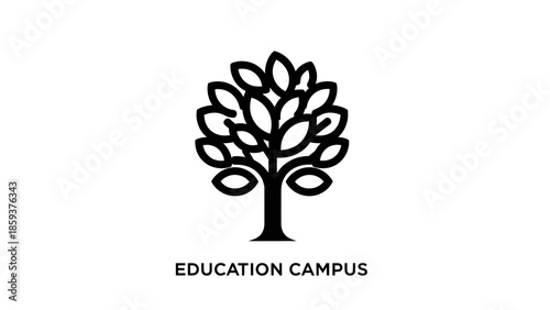 Simple black line tree graphic with "Education Campus" text below on a white background