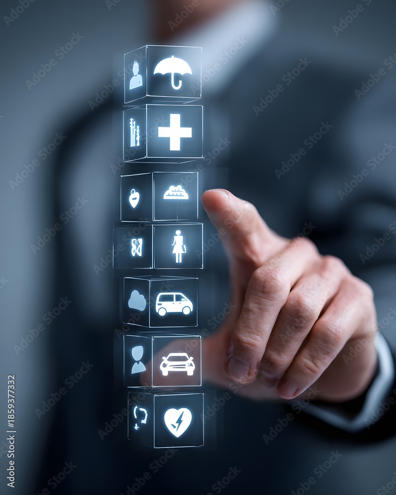 Obraz premium Vertical digital insurance communication concept