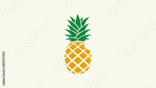 A minimalist pineapple illustration, with a bite taken from the fruit