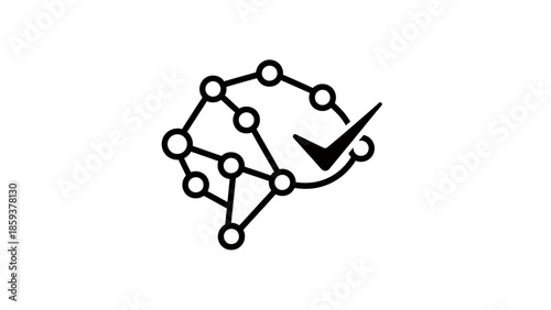Black and white icon depicts a brain network with a checkmark, emphasizing validation