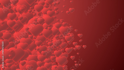 Array of Red Hearts Floating in Gradient Space