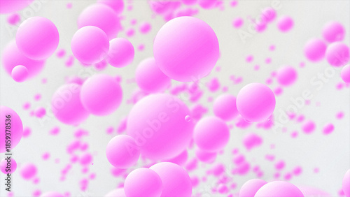 Pink Soft Spheres Floating in White Space