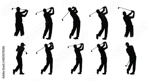Golf swing sequence showing different phases of a golfer s motion