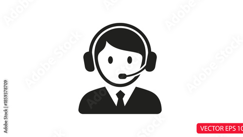 Simplified graphic of a person wearing a headset, suggesting customer service