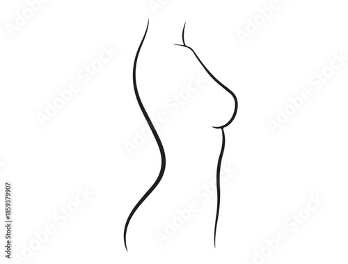  Minimal Line Torso Shape in Silhouette of girl white background.