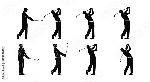 Golf swing sequence showing different phases of a golfer s motion