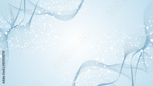 Modern abstract molecules structure for science or medical background. DNA helix or atom visualization. Molecular wave flow abstract background, illustration