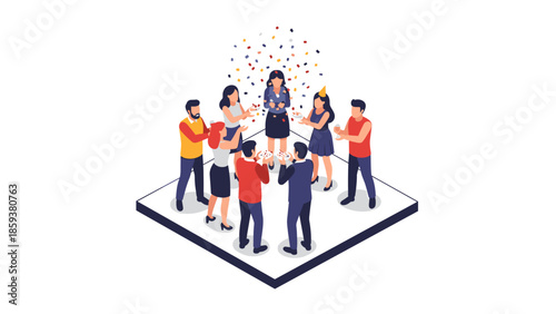 Isometric celebration: diverse group singing and clapping together