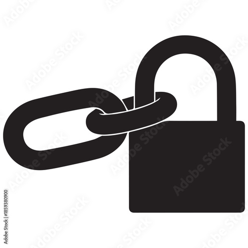 Secure locked padlock with chain for safety and protection