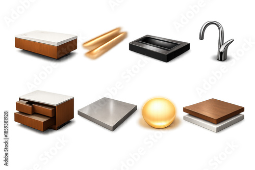 Modern kitchen and bathroom countertop materials and fixtures