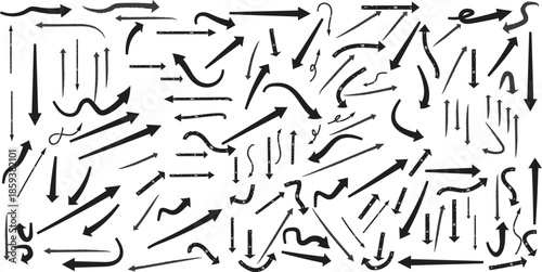Abstract composition of black arrows on white background