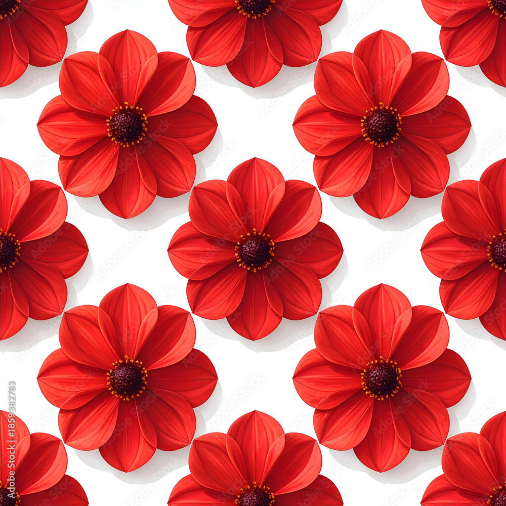 custom made wallpaper toronto digitalFloral Serenity: Repeating pattern of vibrant red flowers blossoming in a rhythmic dance, exuding grace and vibrancy. Capturing a floral paradise.