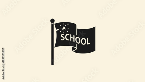 Silhouette logo of a flag on a pole, with "SCHOOL" in white on the flag