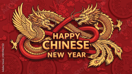 Golden Dragon Illustration for Chinese New Year.