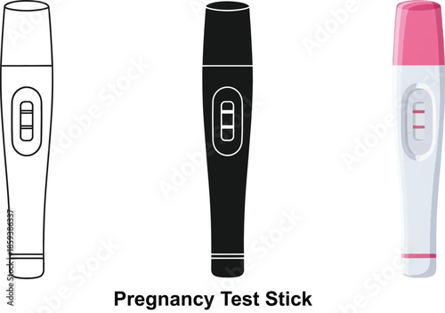 Collection of pregnancy test stick icons showing positive and negative results flat vector illustration for medical and healthcare concepts