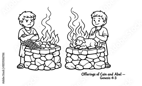 Cain and Abel's offerings to God, one accepted and one rejected