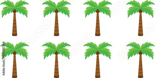 Palm Tree Illustration Collection with Tropical Coconut Trees Summer Nature Green Foliage Simple Cartoon Vector Set