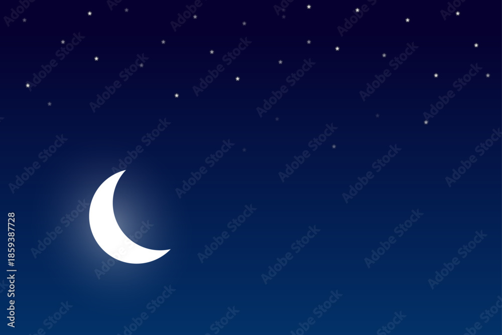 Fototapeta premium Moon and star in dark night