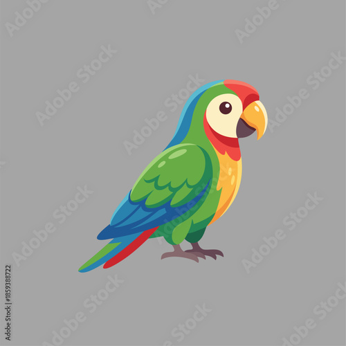 Colorful Cartoon Macaw Parrot Illustration.