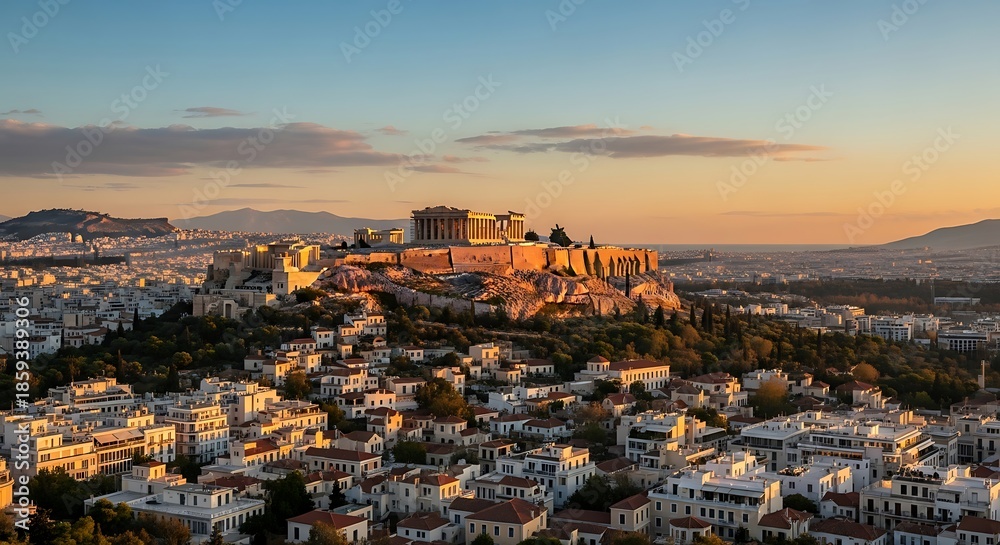 Fototapeta premium Acropolis of Athens at Sunset, Ancient Citadel in Greece.