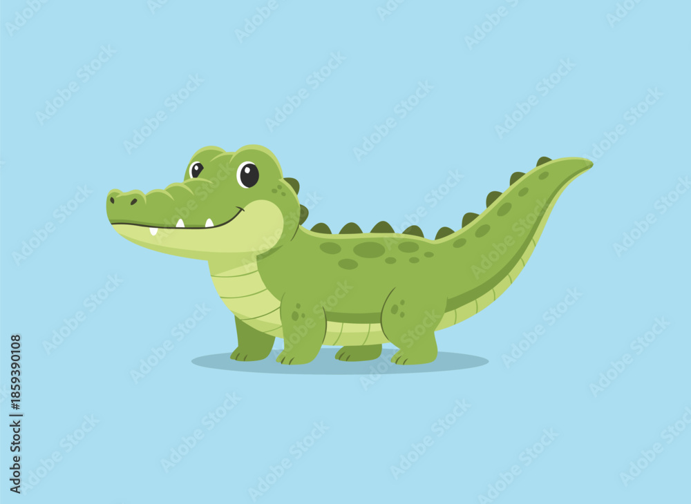 Fototapeta premium Cute cartoon alligator illustration.