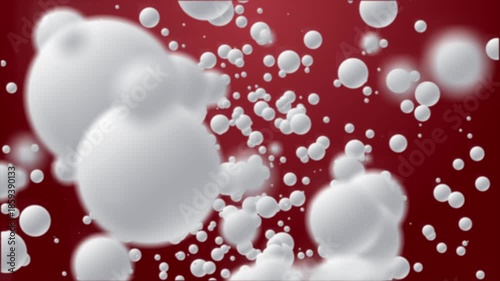 White 3D Spheres on Dark Red Background
