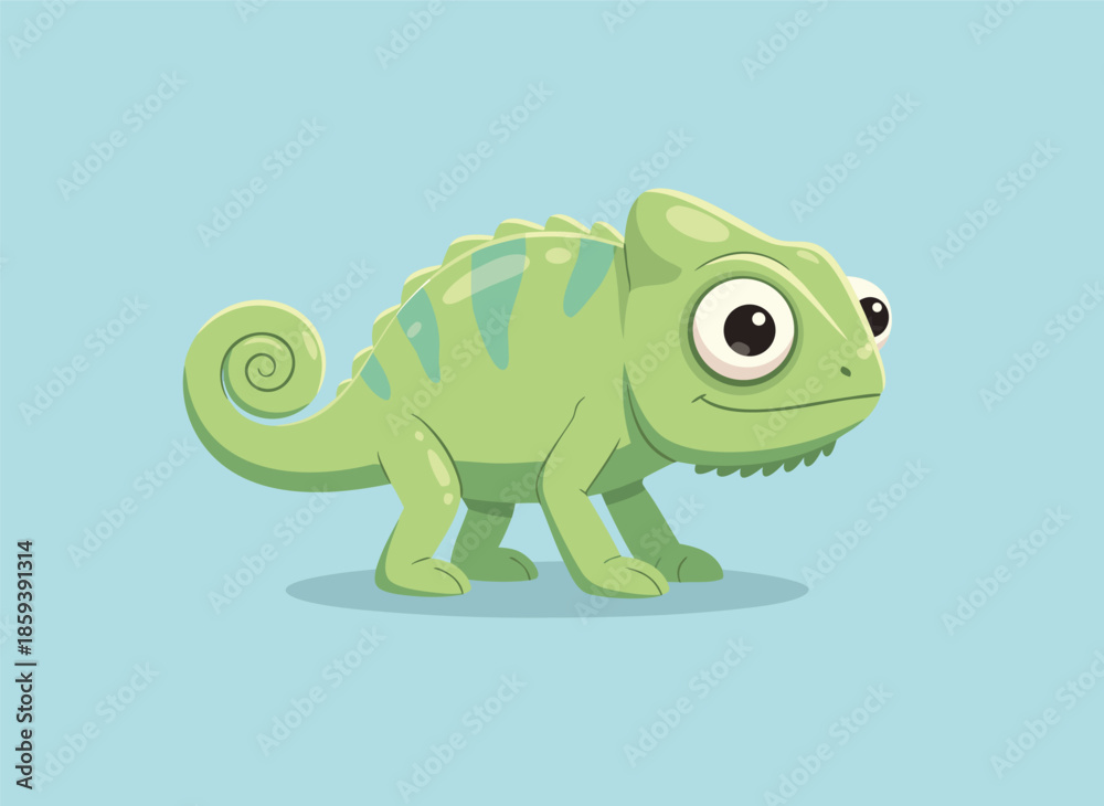 Fototapeta premium Cute Cartoon Chameleon Illustration.