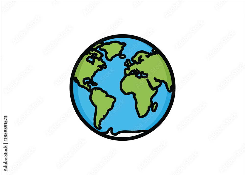 Fototapeta premium World Globe and Map Icon Illustration 