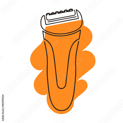 Electric shaver with orange background in minimalist design  