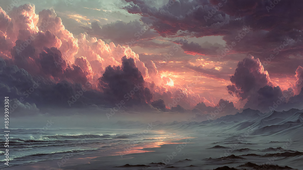 Fototapeta premium Paysage féérique au crépuscule
