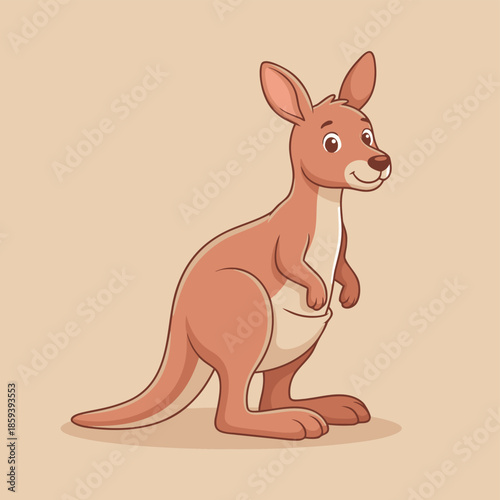 Cute Cartoon Kangaroo Illustration.