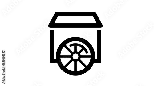 Simple illustration of a cart with a single wheel viewed from the side