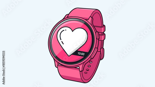 Pink Smartwatch Displaying Heart Rate Monitoring with Health App.