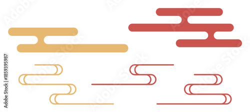 霞雲 正月 和風 あしらい アイコン 新年 お正月素材 伝統行事 デザイン素材 ベクターイラスト