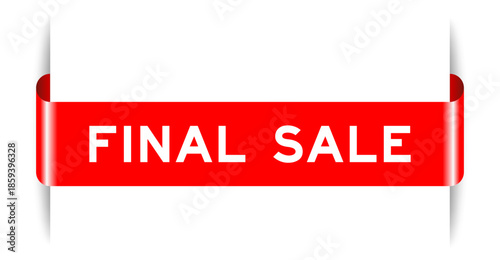 Red color inserted label banner with word final sale on white background