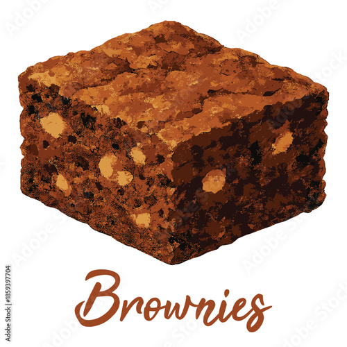 brownies in watercolor illustration style, isolated vector on transparent background