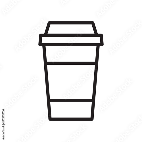 Coffee or tea in disposable paper cup line art icon for apps and websites
