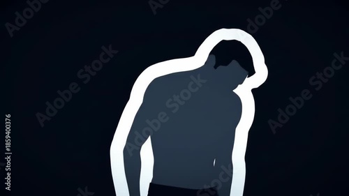 Dark Silhouette of a Man with a Glowing White Aura Animation.