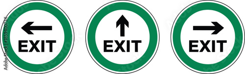 Emergency Exit Wayfinding Sign Collection with Up Left and Right Directional Arrows