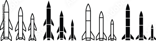 Missile and Rocket Silhouette Collection for Military Defense and Aerospace Industry