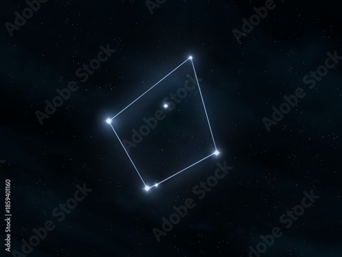 Norma constellation in the starry sky. Astrological figure made of bright stars. Symbolic image.