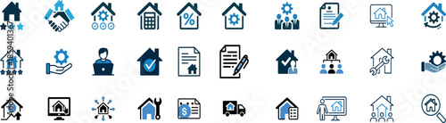 Real Estate Icons Set for Home Services and Mortgage Business