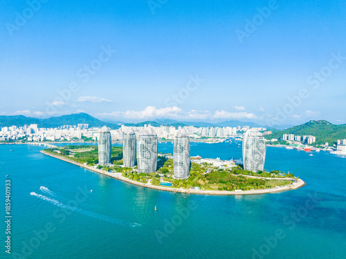 Beautiful sunny afternoon scenery at Phoenix Island, Sanya, Hainan.