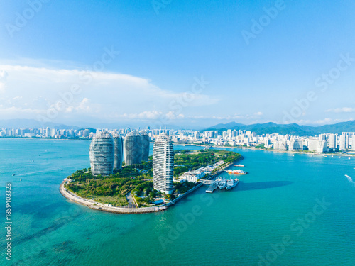 Beautiful sunny afternoon scenery at Phoenix Island, Sanya, Hainan.