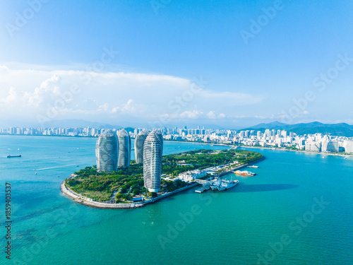 Beautiful sunny afternoon scenery at Phoenix Island, Sanya, Hainan.