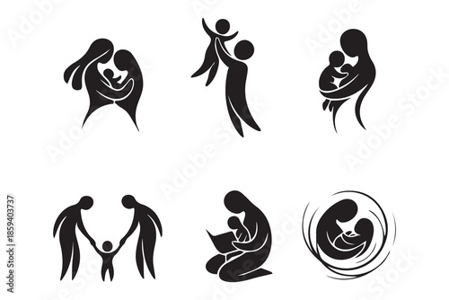 Silhouettes depicting familial love motherhood and the stages of life