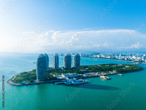 Beautiful sunny afternoon scenery at Phoenix Island, Sanya, Hainan.