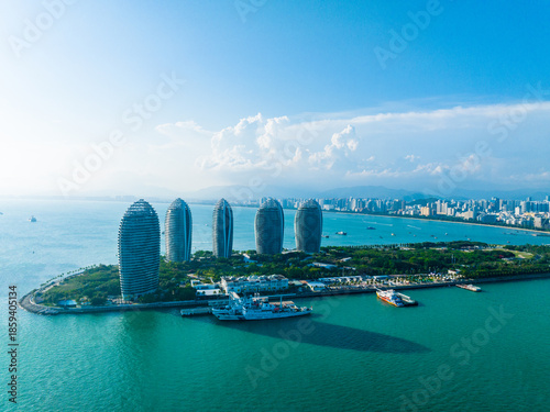 Beautiful sunny afternoon scenery at Phoenix Island, Sanya, Hainan.