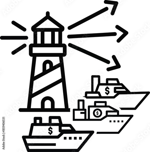 Lighthouse guiding ships safely