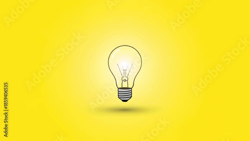 A glowing light bulb against a yellow backdrop, symbolizing a bright idea. The bulb is the focal point, creating a sense of innovation and creativity